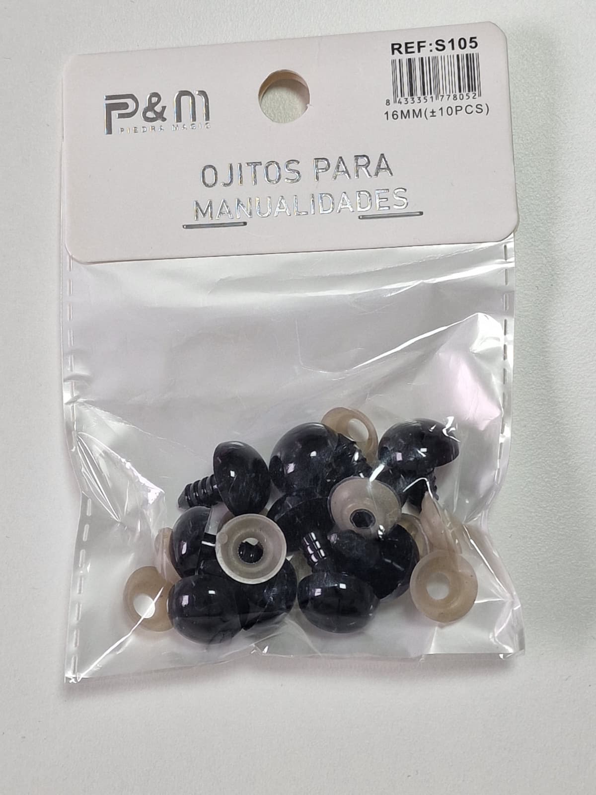 Kunststoff Sicherheitsaugen 16mm, schwarz, ca. 10 Stück Produktbild