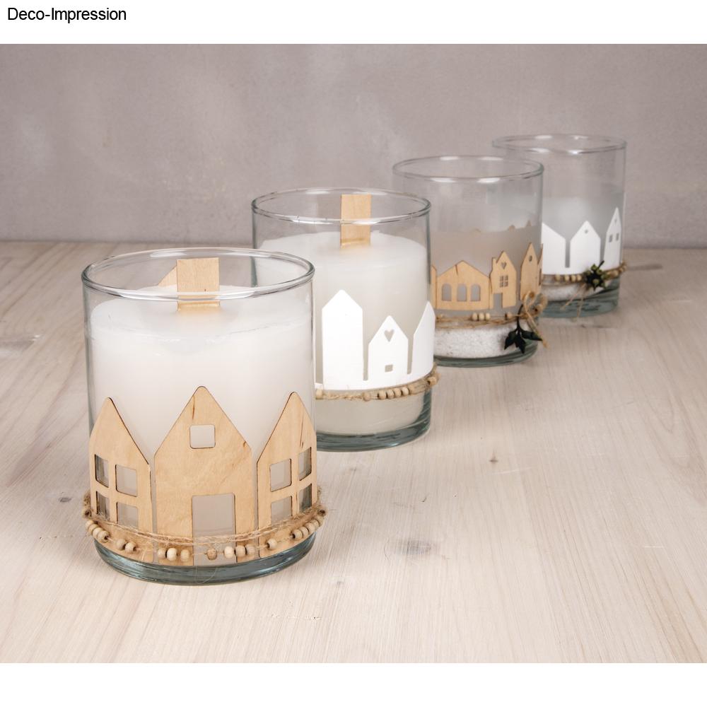 Furnierholz Lichthäuser, natur, 8 Stück - Produktbild