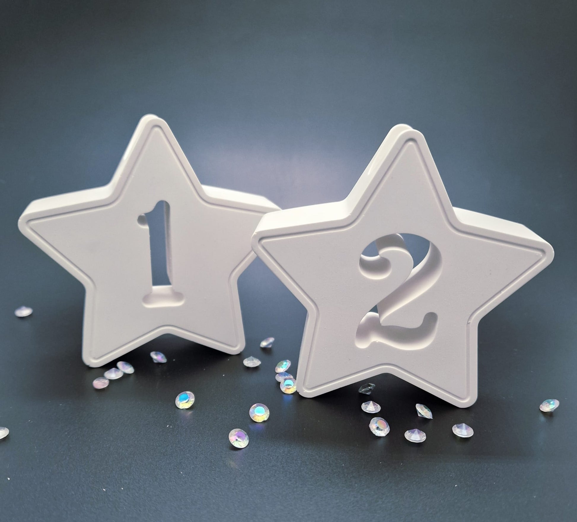 Silikon Gießform Adventszahlen Stern, 4 Formen Produktbild