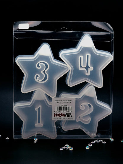 Silikon Gießform Adventszahlen Stern, 4 Formen Produktbild