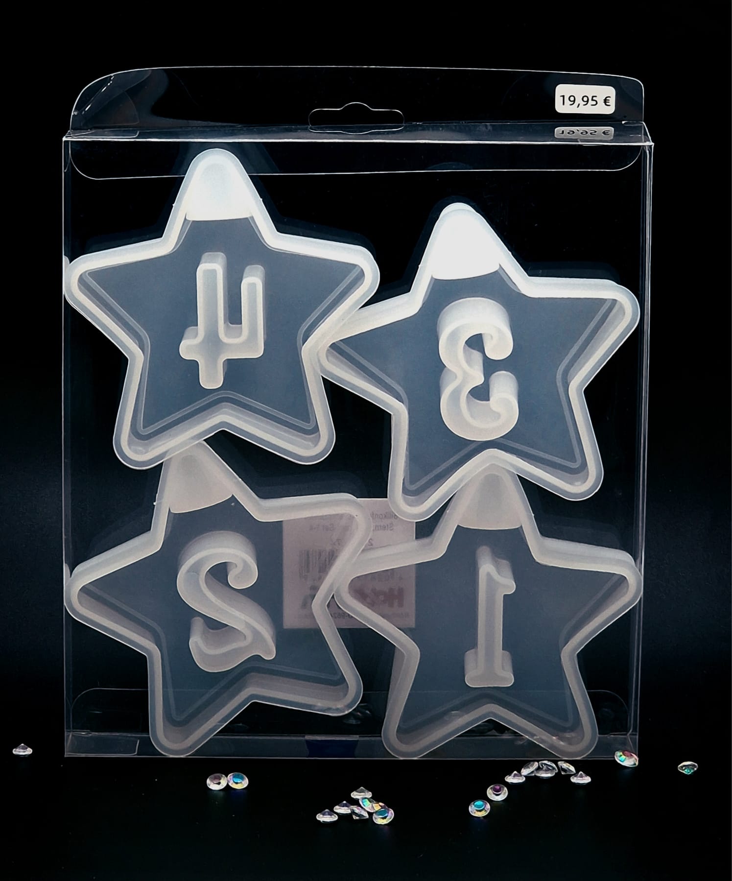 Silikon Gießform Adventszahlen Stern, 4 Formen Produktbild