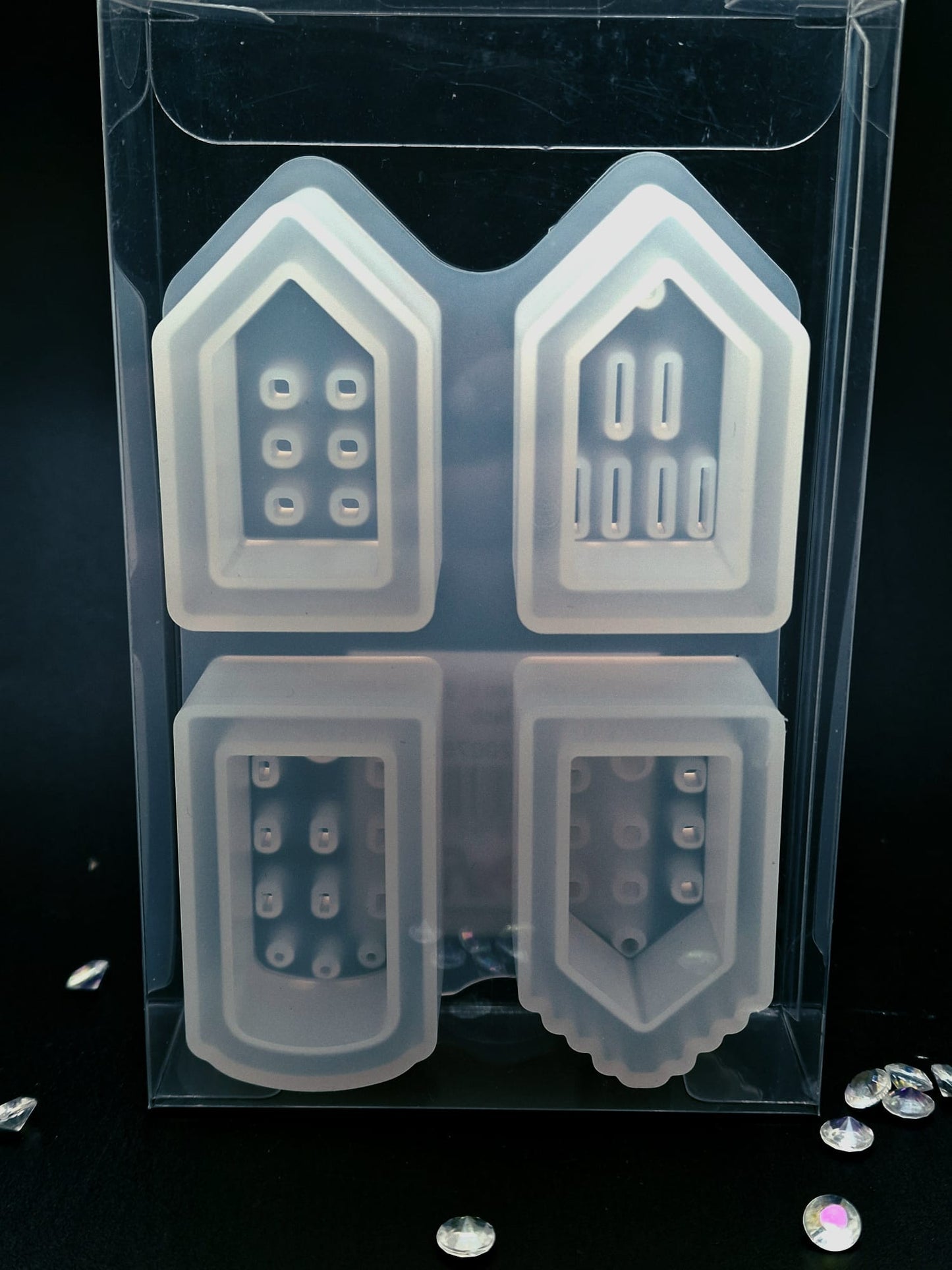 Silikon Gießform Mini-Häuschen II, 4 Formen Produktbild