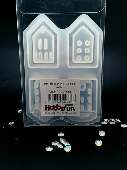 Silikon Gießform Mini-Häuschen II, 4 Formen Produktbild