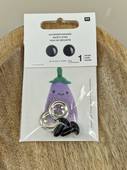 Kunststoff Sicherheitsaugen 10mm, schwarz, 2 Stück - Produktbild