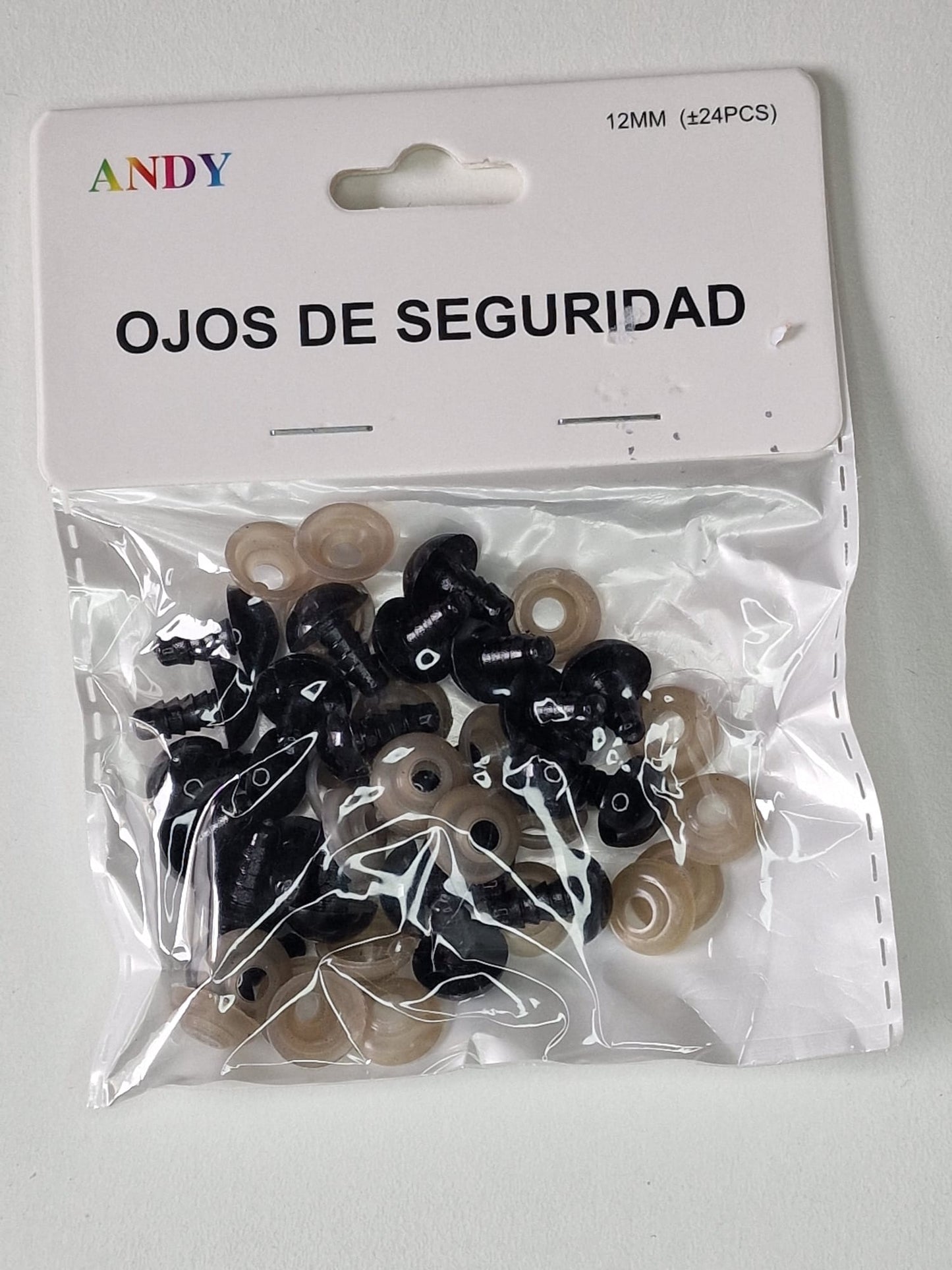 Kunststoff Sicherheitsaugen 12mm, schwarz, ca. 24 Stück - Produktbild