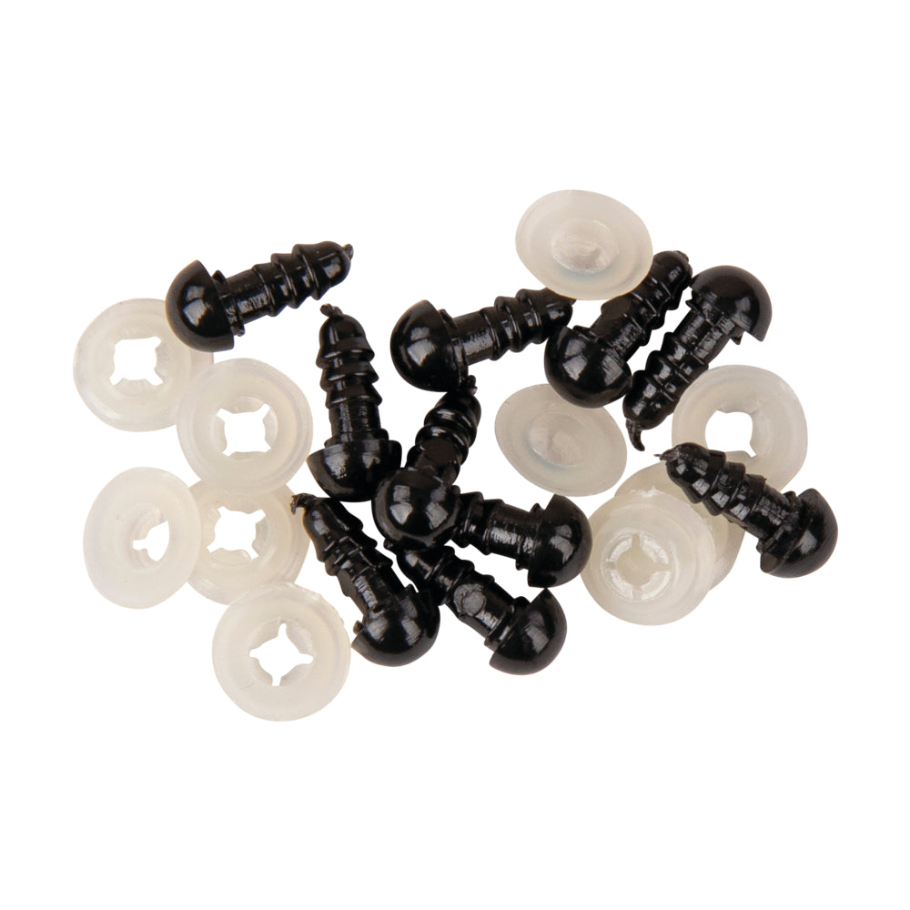 Kunststoff Sicherheitsaugen 6mm, schwarz, 10 Stück - Produktbild