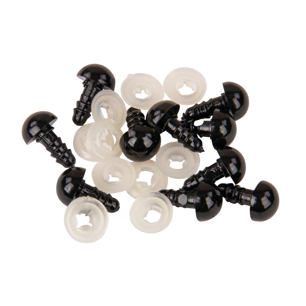 Kunststoff Sicherheitsaugen 8mm, schwarz, 10 Stück - Produktbild