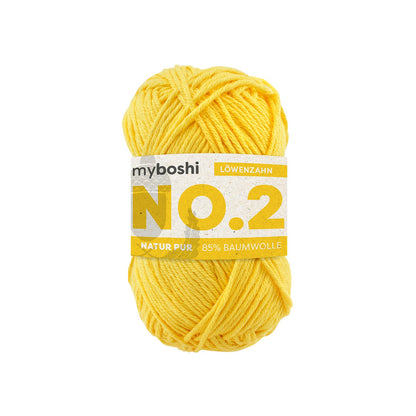 myboshi No.2, 50g, 85% Baumwolle 15% Kapok in Farbe löwenzahn