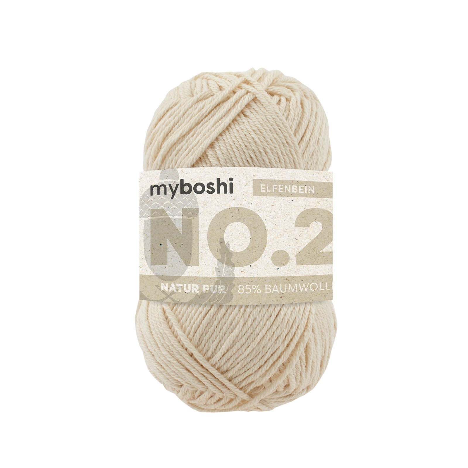 myboshi No.2, 50g, 85% Baumwolle 15% Kapok in Farbe elfenbein