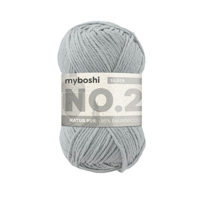 myboshi No.2, 50g, 85% Baumwolle 15% Kapok in Farbe silber