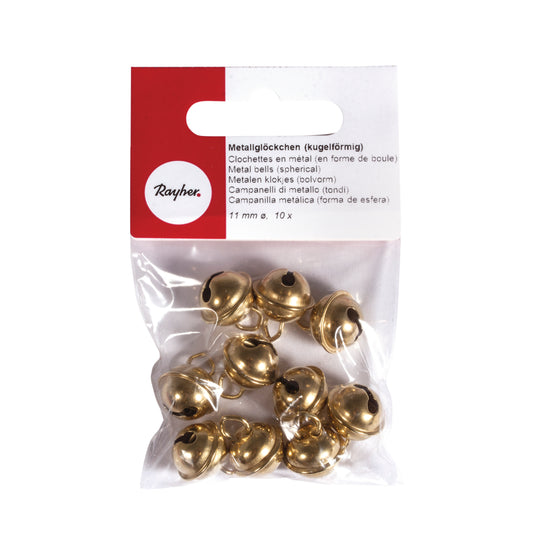 Deko-Metallglöckchen, 11mm, gold, 10 Stück Produktbild