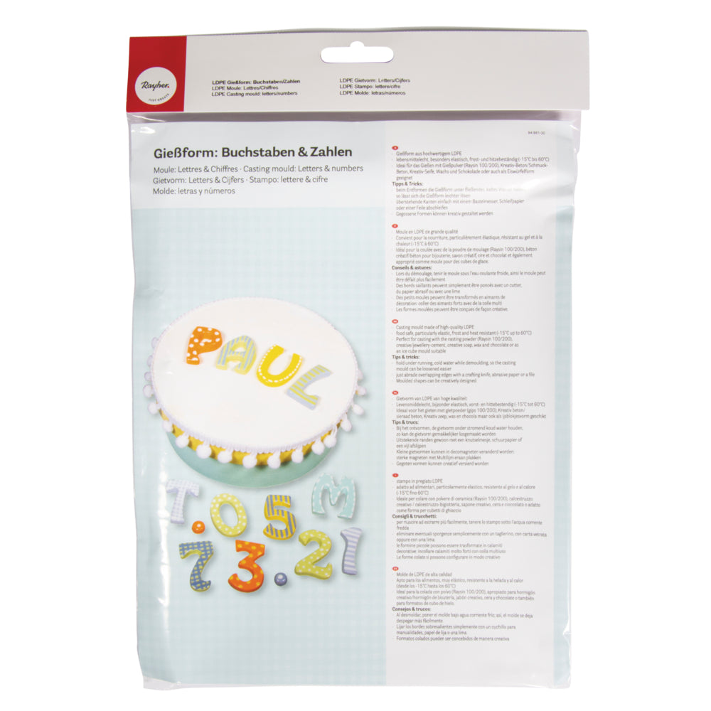 LDPE Gießform Buchstaben/Zahlen, 37 Motive Produktbild