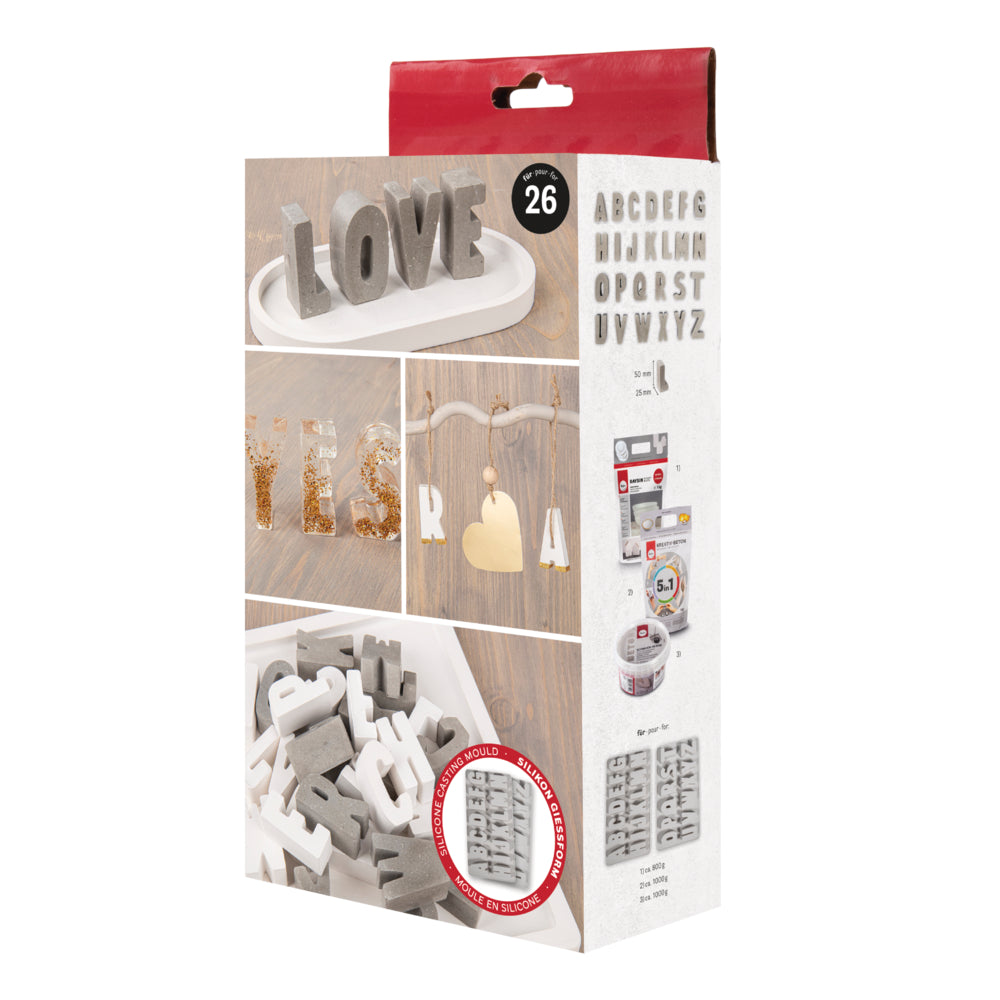 Silikon Gießform ABC, 2teilige Form mit 26 Buchstaben Produktbild