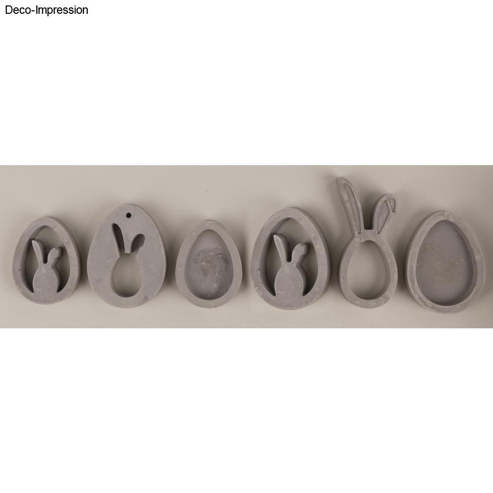 Silikon Gießform Eier + Hasen Anhänger, 6 Formen Produktbild