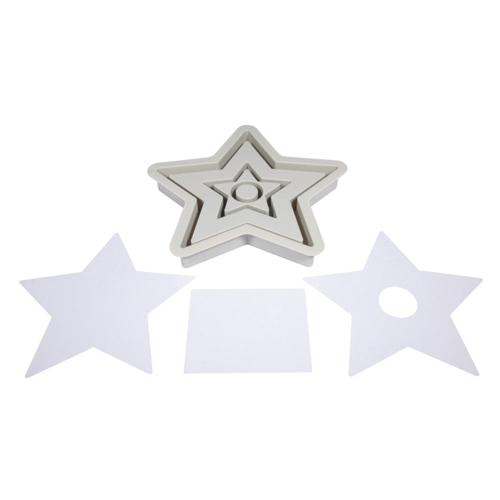 Silikon Gießform Kerzenständer Stern, inkl. 3x5 Schablonen Produktbild