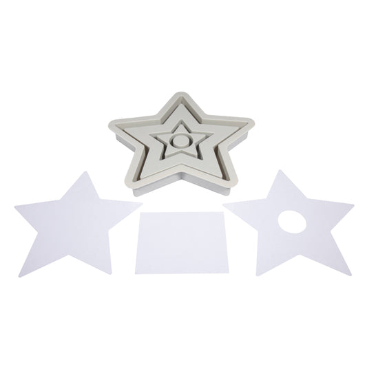 Silikon Gießform Kerzenständer Stern, inkl. 3x5 Schablonen Produktbild