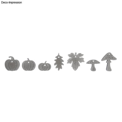 Silikon Gießform Kürbis, Pilz, Blatt, 7 Formen Produktbild