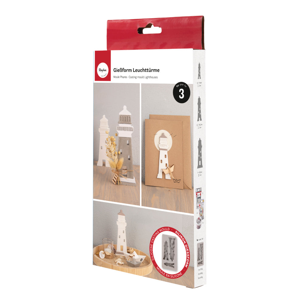 Silikon Gießform Leuchttürme, 3 Formen Produktbild