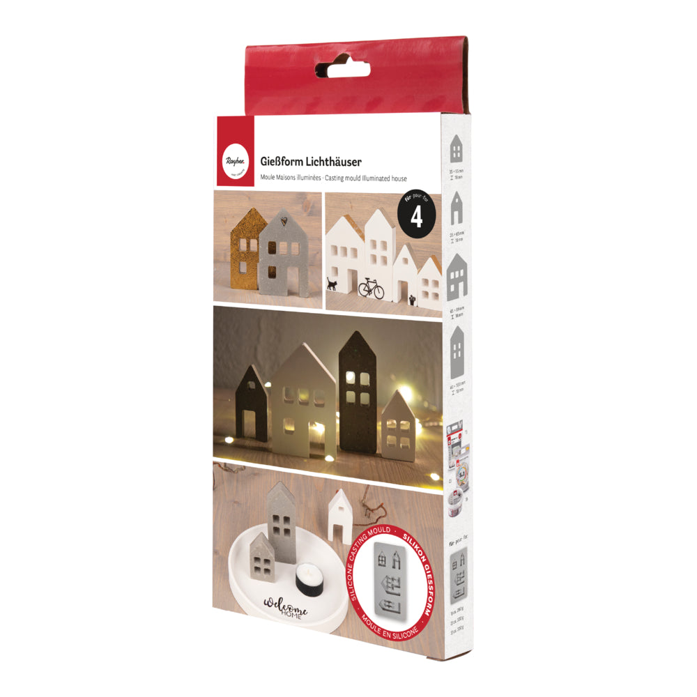 Silikon Gießform Lichthäuser, 4 Formen Produktbild