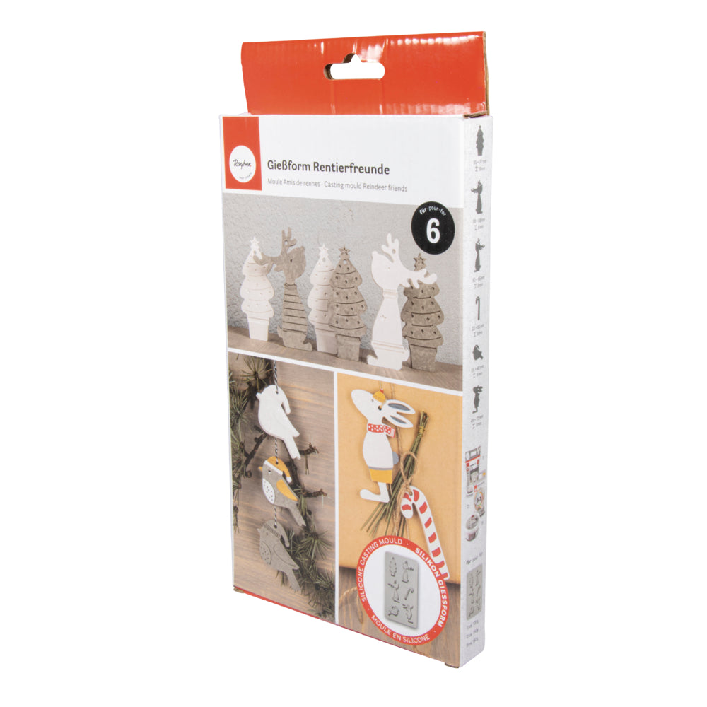 Silikon Gießform Rentierfreunde, 6 Formen Produktbild