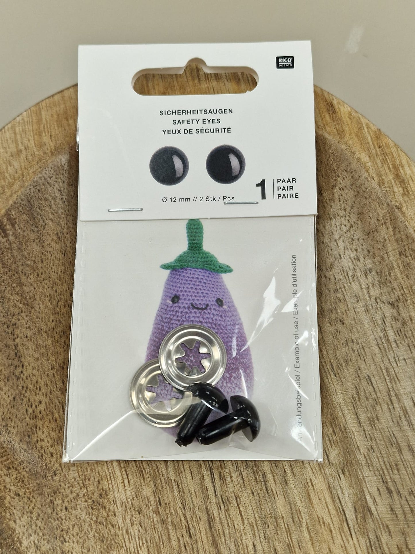 Kunststoff Sicherheitsaugen 10mm, schwarz, 2 Stück Produktbild