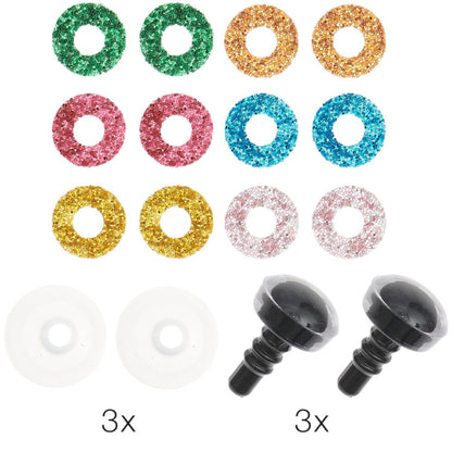 Kunststoff Sicherheitsaugen 12mm, versch. Farben, 6 Stück Produktbild