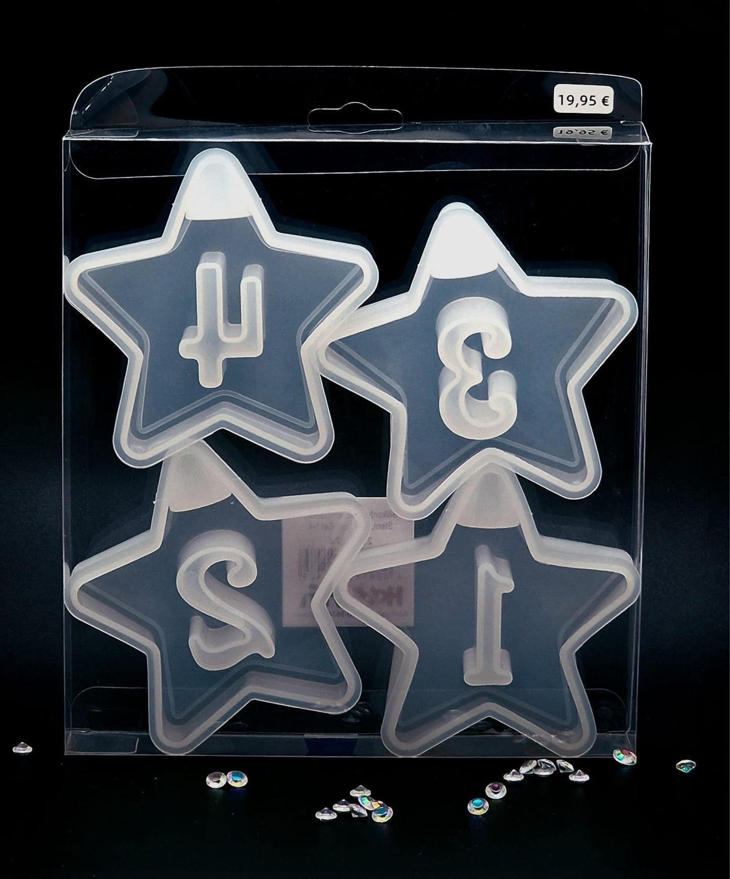 Silikon Gießform Adventszahlen Stern, 4 Formen - Produktbild