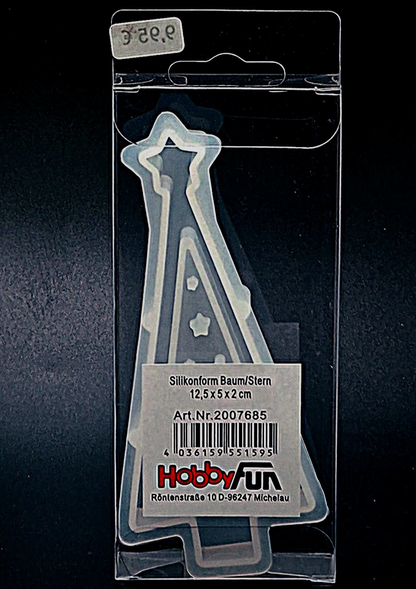 Silikon Gießform Baum/Stern, 12,5 x 5 x 2 cm - Produktbild