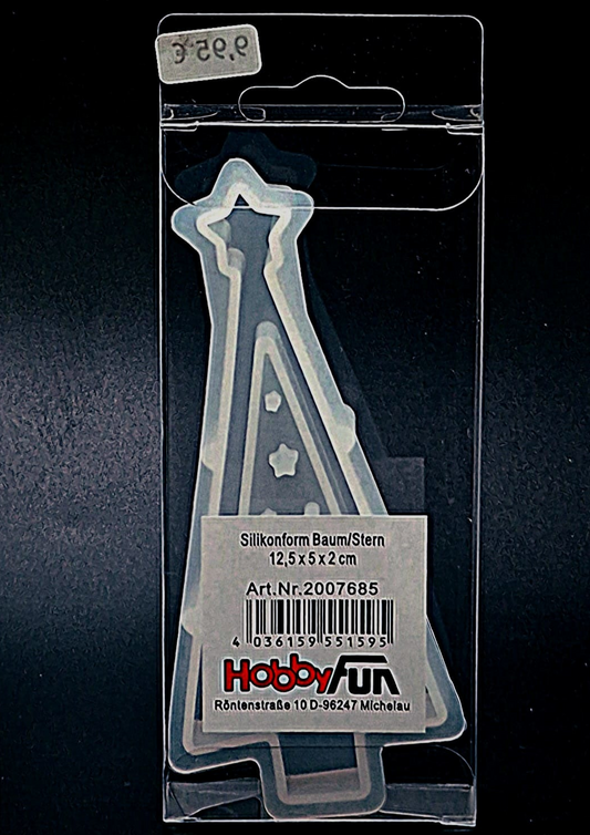 Silikon Gießform Baum/Stern, 12,5 x 5 x 2 cm - Produktbild