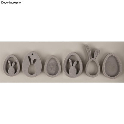 Silikon Gießform Eier & Hasen Anhänger – 6 Motive - Produktbild
