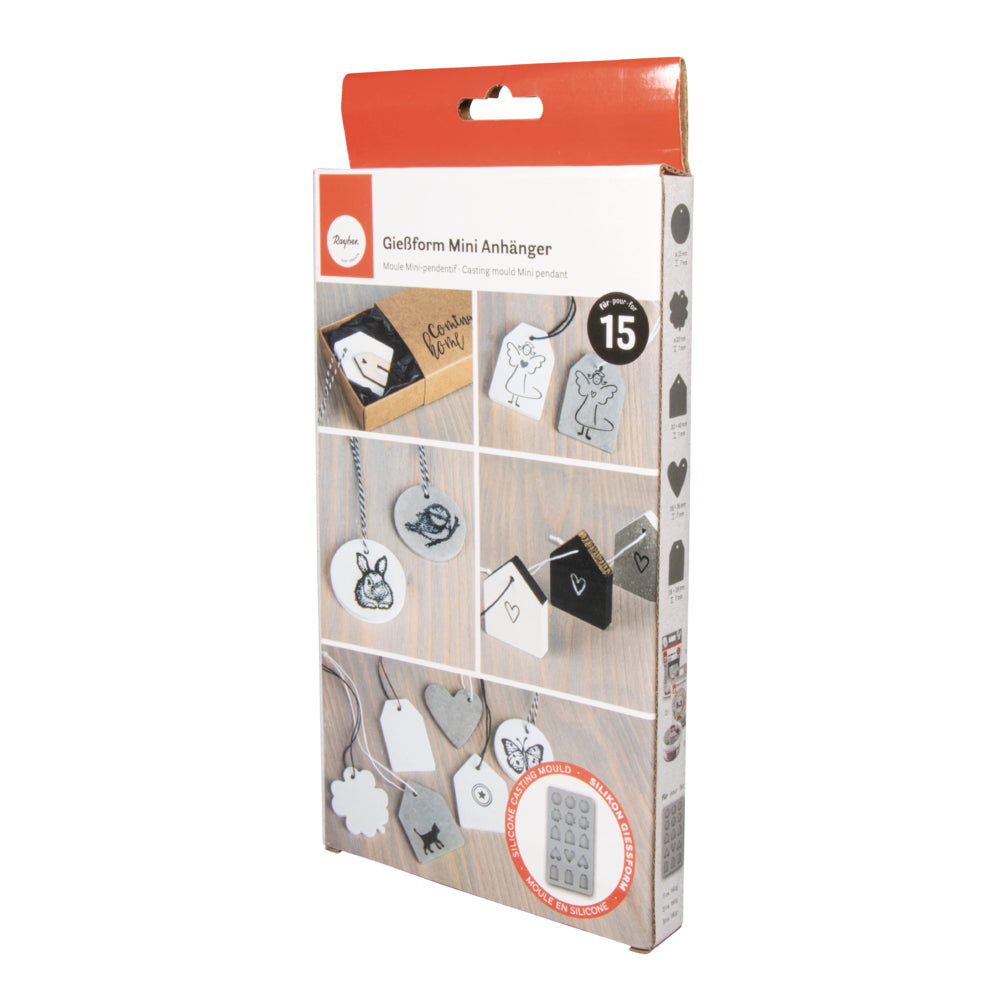 Silikon Gießform Mini-Anhänger – 5 Motive, 15 Formen - Produktbild
