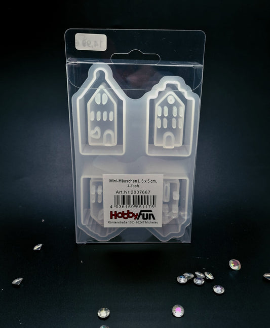 Silikon Gießform Mini-Häuschen I – 4 Motive - Produktbild