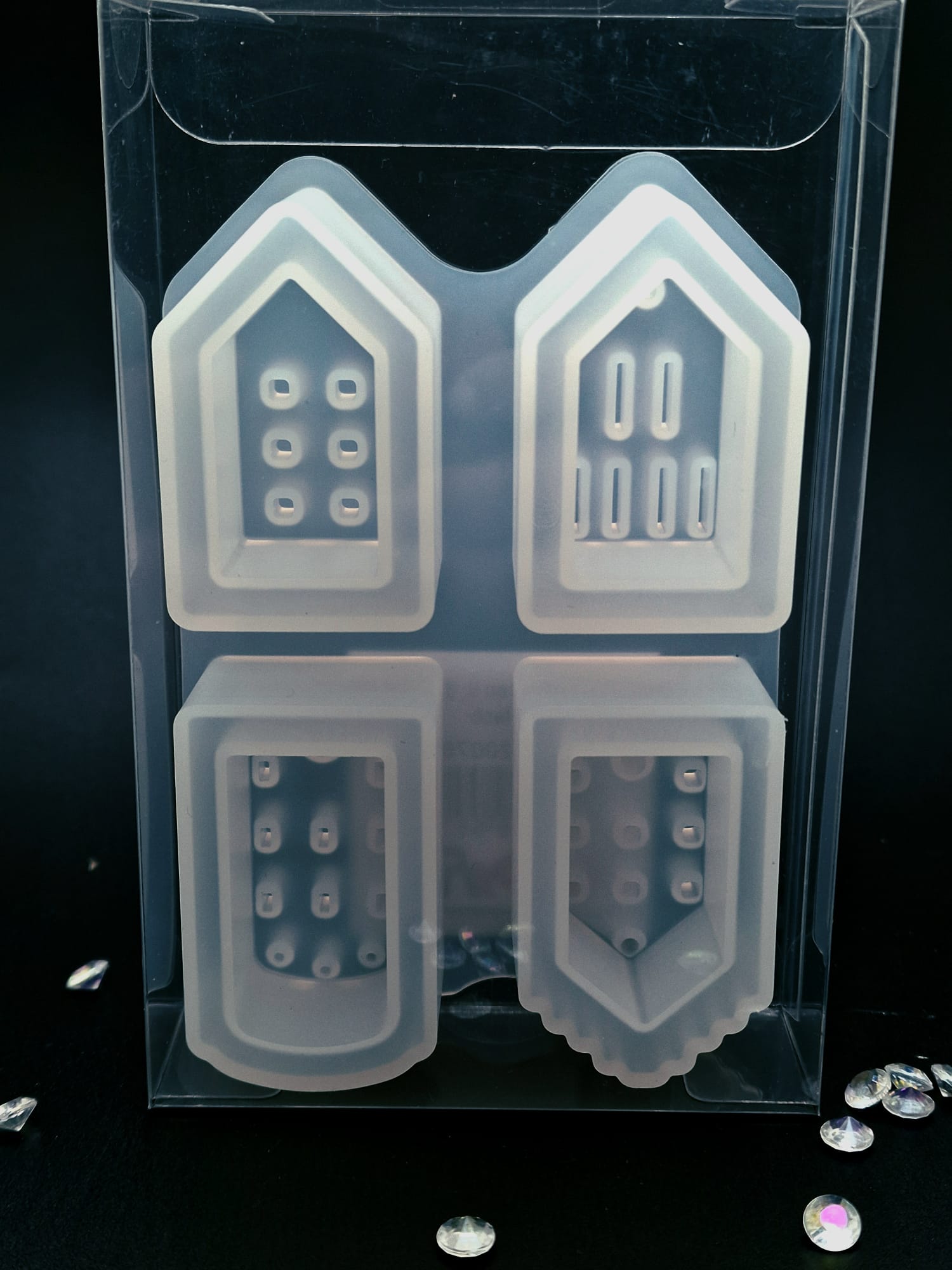 Silikon Gießform Mini-Häuschen II – 4 Formen - Produktbild