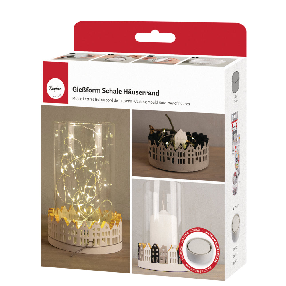 Silikon Gießform Schale Häuserrand, ø 13,2cm x H 5cm - Produktbild