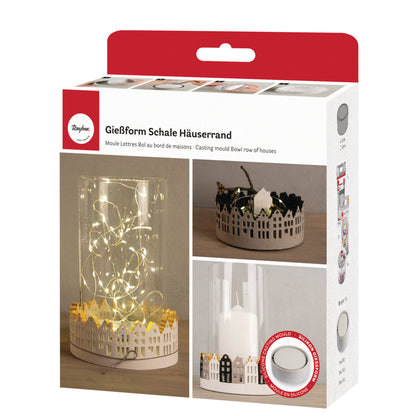 Silikon Gießform Schale Häuserrand, ø 13,2cm x H 5cm - Produktbild
