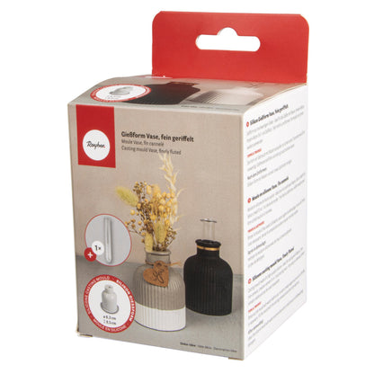 Silikon Gießform Vase fein geriffelt – inkl. Reagenzglas - Produktbild