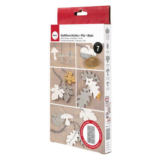 Silikon Gießformen Kürbis, Pilz & Blatt – 7 Motive - Produktbild