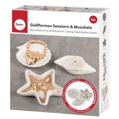 Silikon Gießformen Seestern & Muscheln – Set (3-teilig) - Produktbild