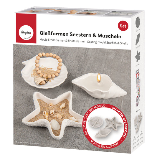 Silikon Gießformen Seestern & Muscheln – Set (3-teilig) - Produktbild
