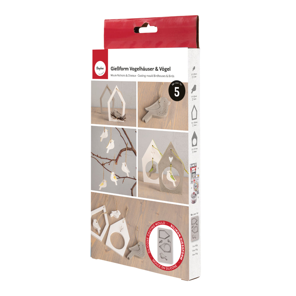 Silikon Gießformen Vogelhäuser & Vögel – Set (5 Formen) - Produktbild