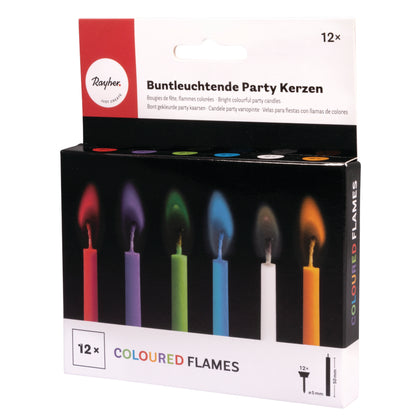 Tortenkerzen mit bunter Flamme – Set (12 Stück) - Produktbild